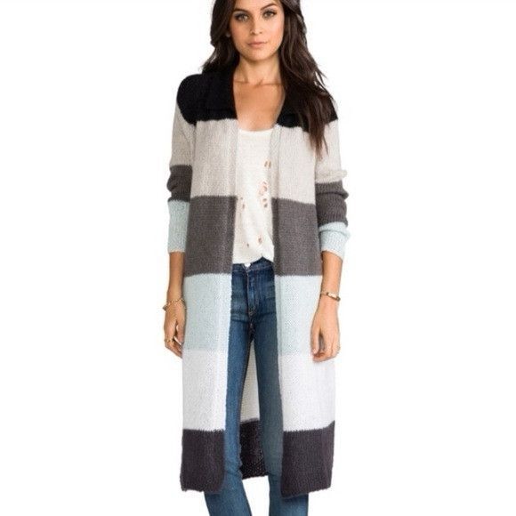 Free People Over The Rainbow Cardigan‎ Duster Sweater M Color Block Artsy Boho - Picture 1 of 5